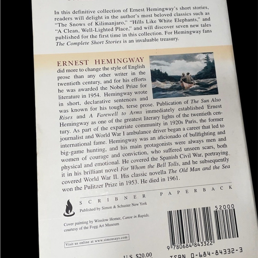 The Complete Short Stories of Ernest Hemingway Book - Picture 2 of 6